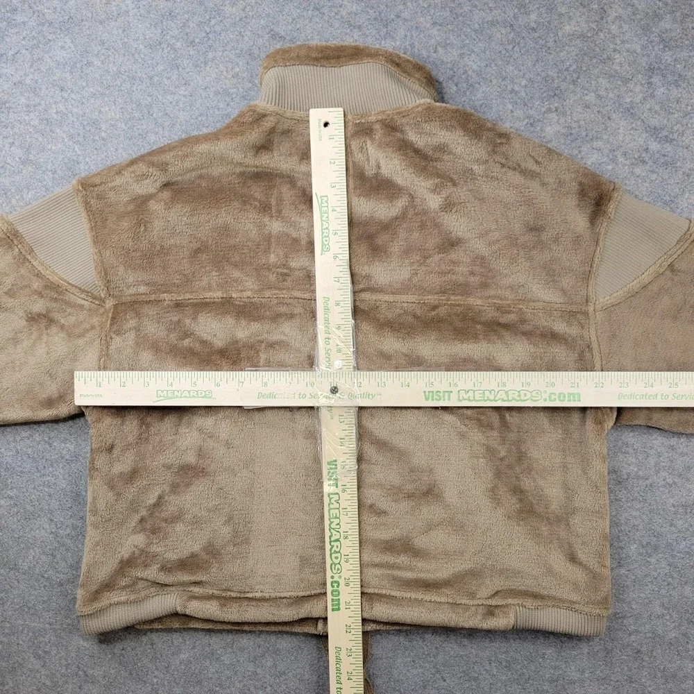 Lush Jacket Womens Medium Beige Fleece Full Zip Collared Pockets‎ Bomber